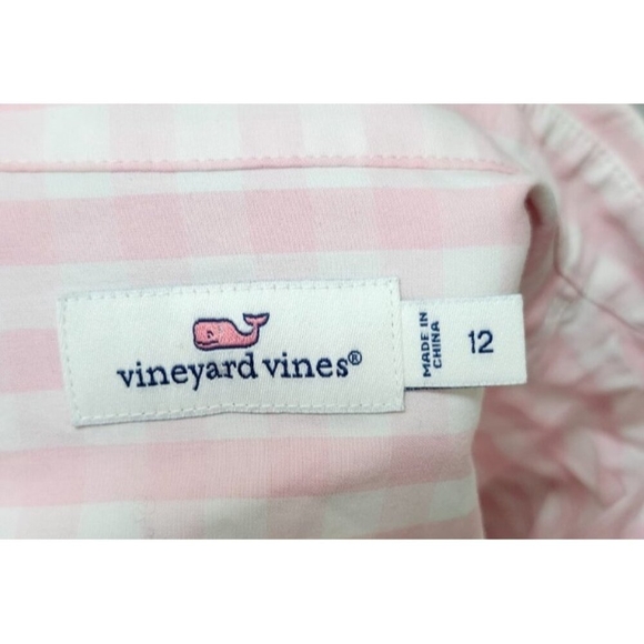 Vineyard Vines Womens Pink Gingham Button Down Shirt Size 12 Long Sleeve Classic - Picture 7 of 11